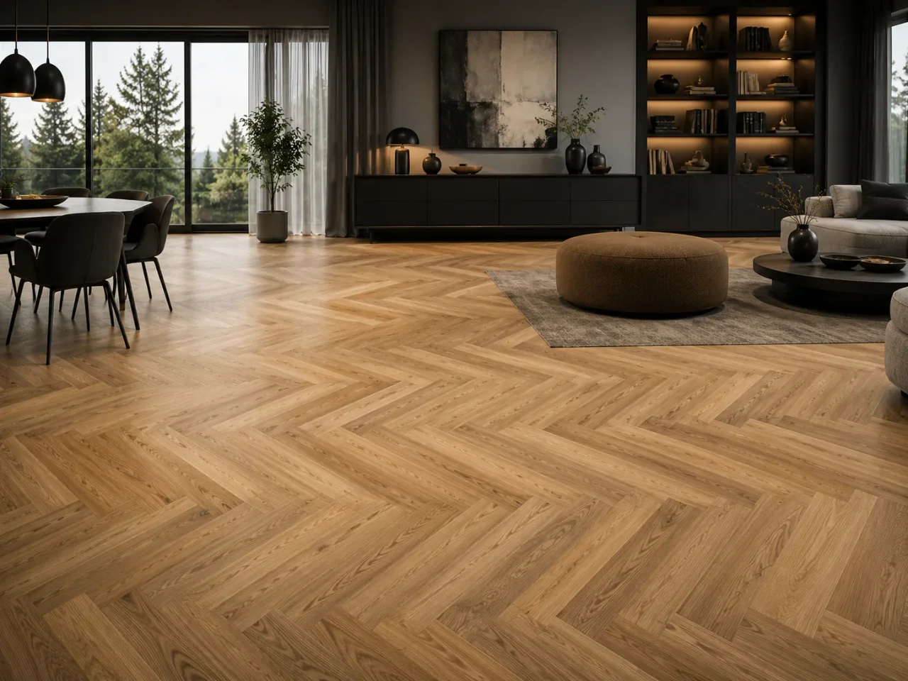 Herringbone SPC flooring in 8002-14 decor
