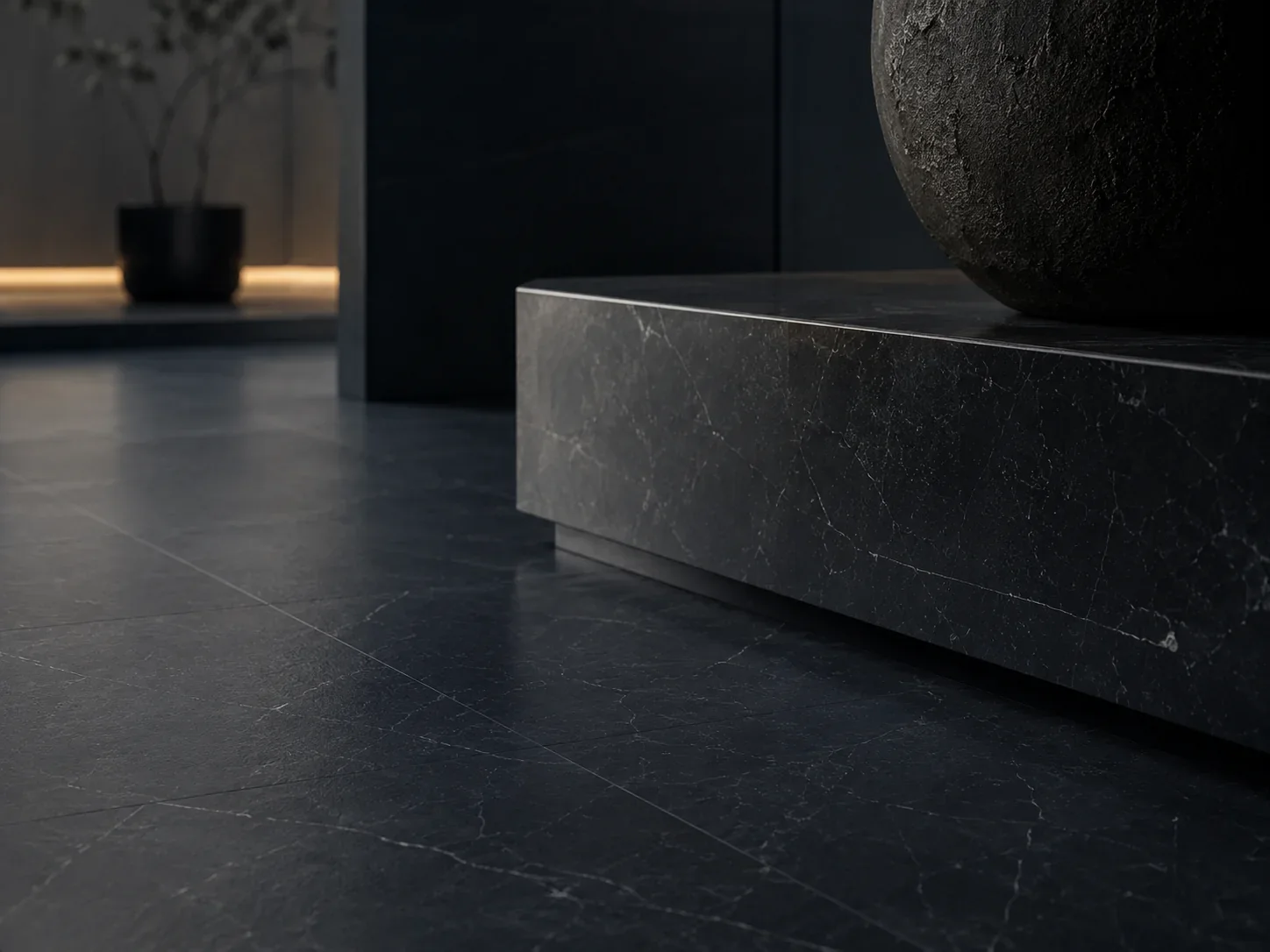 Close-up of a durable dark stone surface