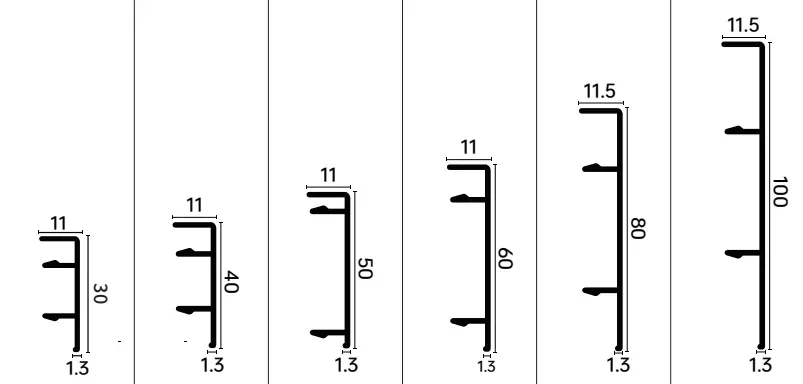 Dimension drawing for skirting board RMS-A-01