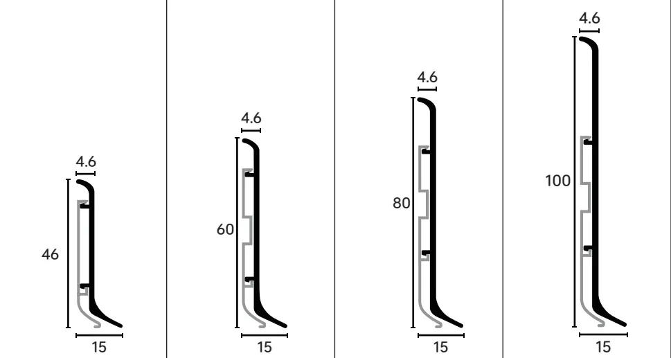 Dimension drawing for skirting board RMS-A-05