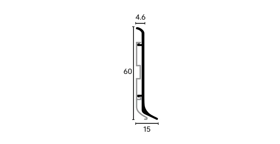 Dimension drawing for skirting board RMS-A-05N