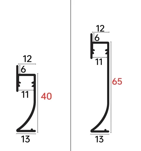 Dimension drawing for skirting board RMS-A-08
