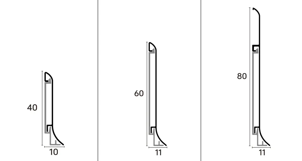 Dimension drawing for skirting board RMS-A-33
