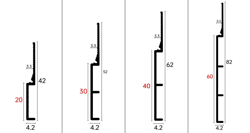Dimension drawing for skirting board RMS-A-38